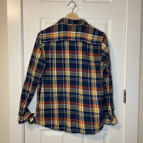 PacSun blue/yellow/red cotton flannel sz M - Picture 3 of 7